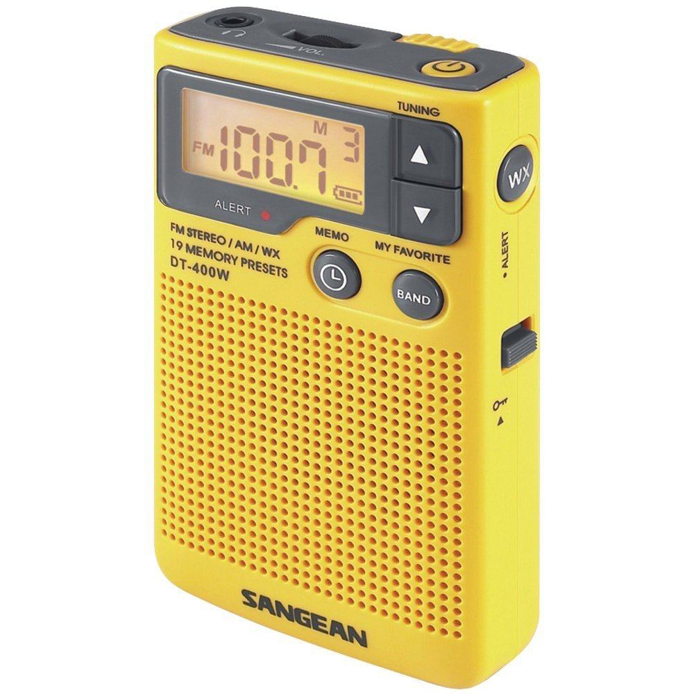 DT-400W 디지털 선국이 가능한 휴대용 라디오, 미국의 NOAA기능이 기본으로 탑재되어 있다. 노란색이 이쁘다.